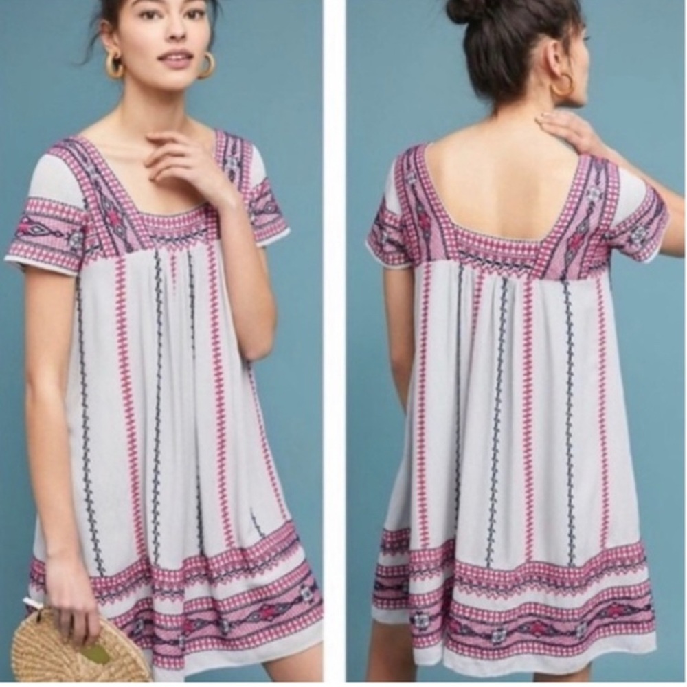 Maeve Pink and White Patterned Dress